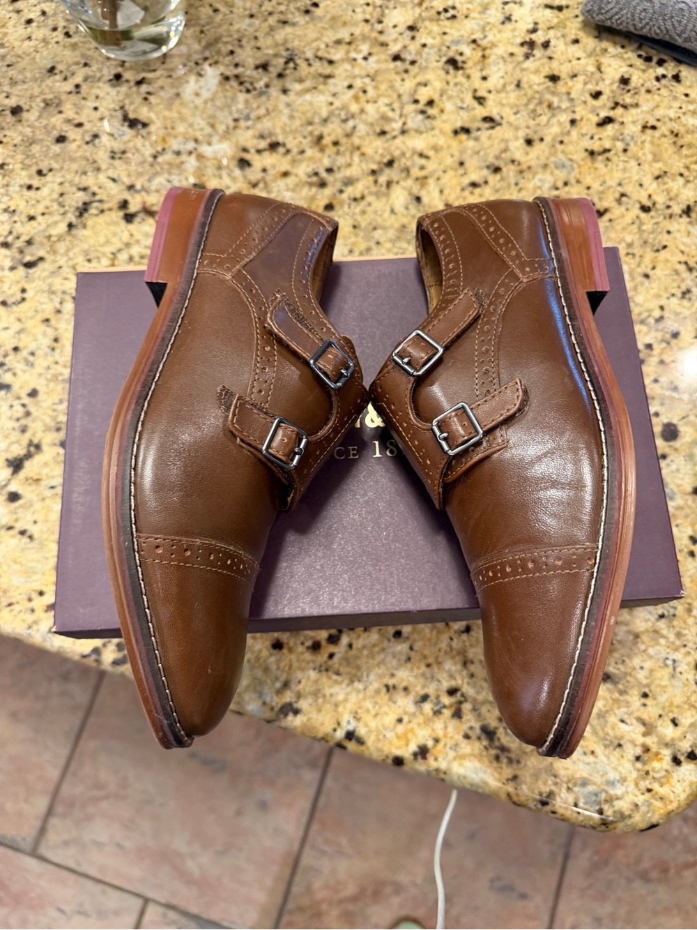 Johnston & Murphy Brown Double Monk Strap Leather Shoes